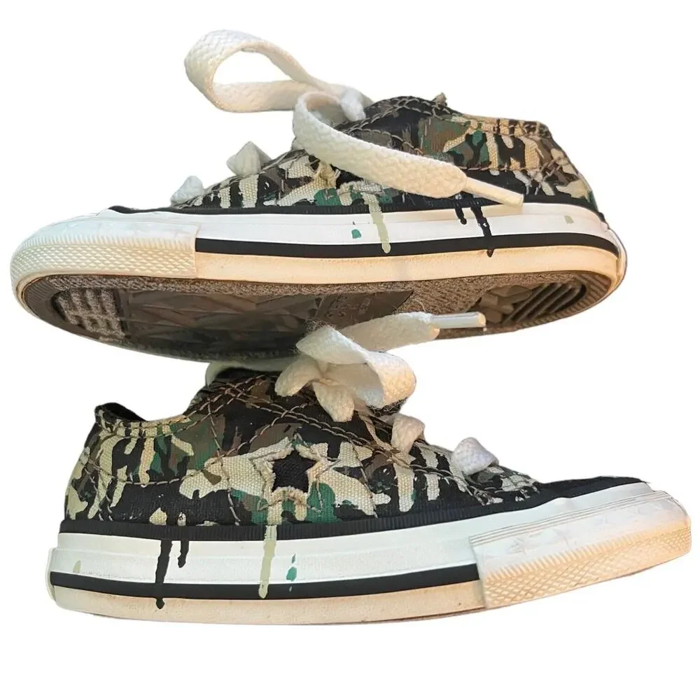 Converse Camouflage Paint Drip Shoes Toddler Size 5 EUC